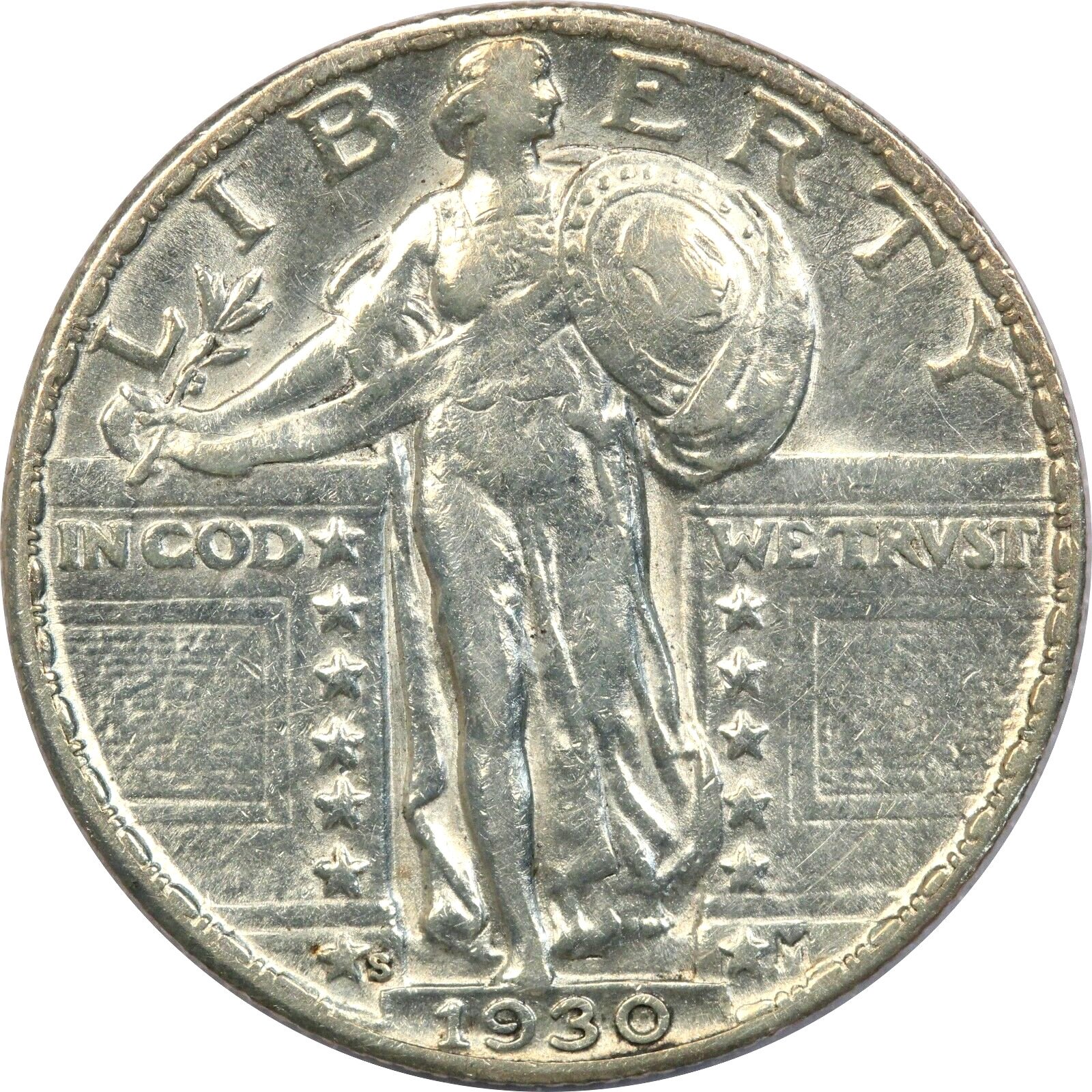 1930-S Standing Liberty Quarter 25C, About Uncirculated AU
