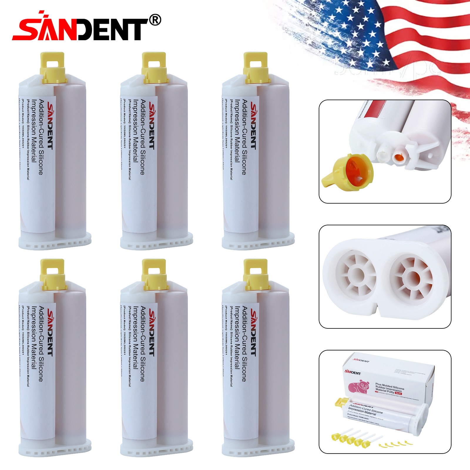 6x FAST SET Dental VPS Impression Material 50ml Cartridges LIGHT Body