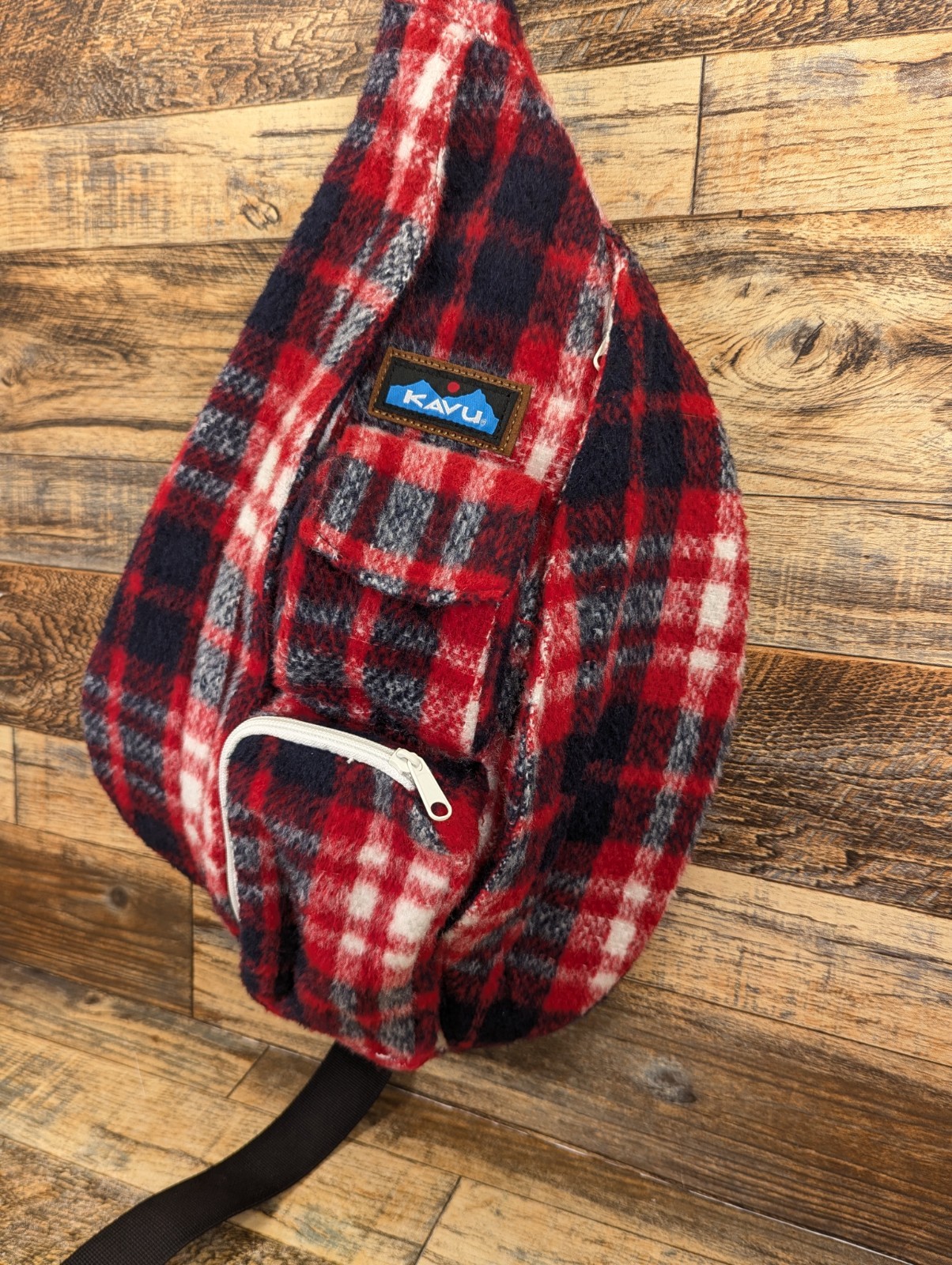 Kavu Rope Sling Plaid Fleece Bag Backpack