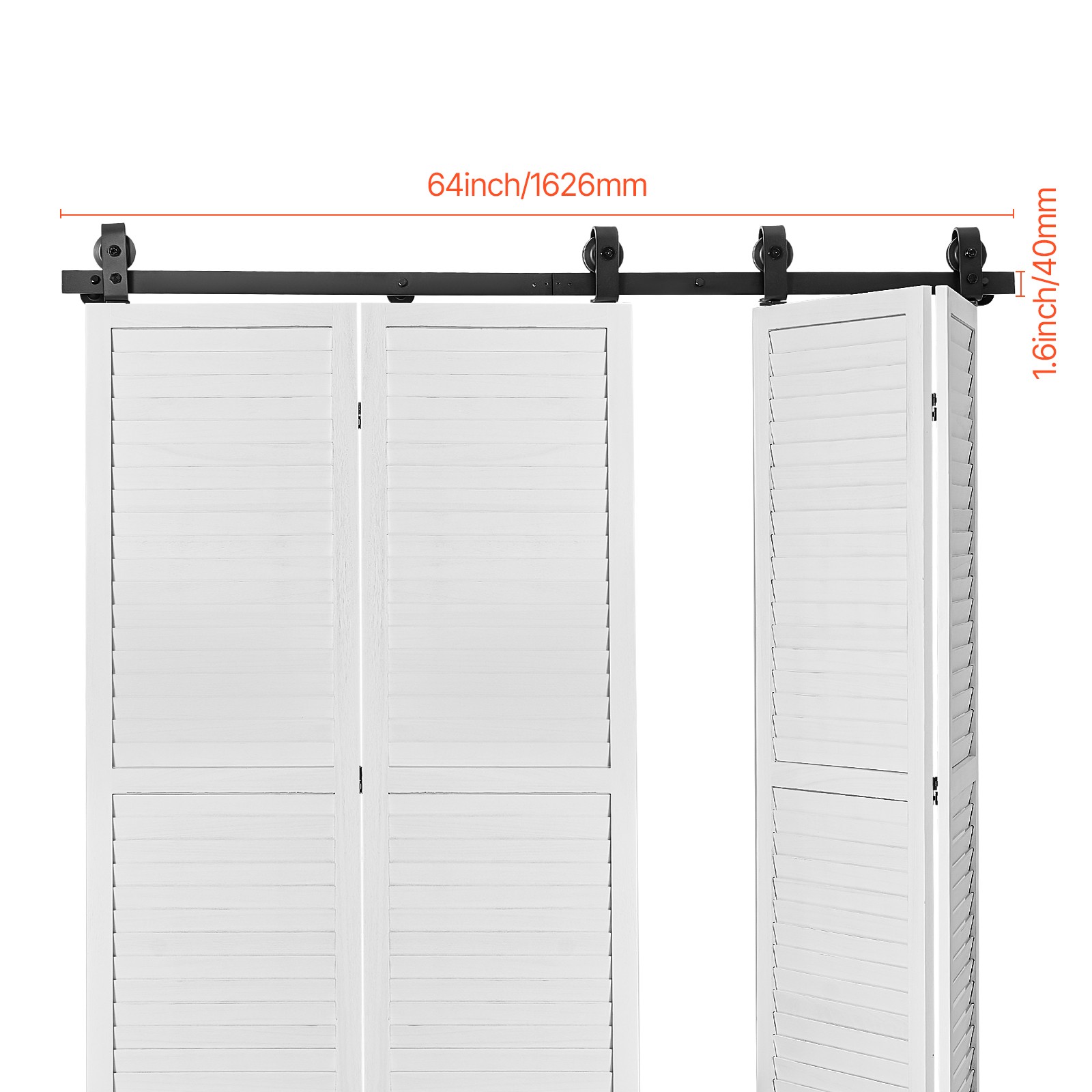 Bi-Folding Sliding Barn Door Hardware Track Kit 64" for Four 15" Doors