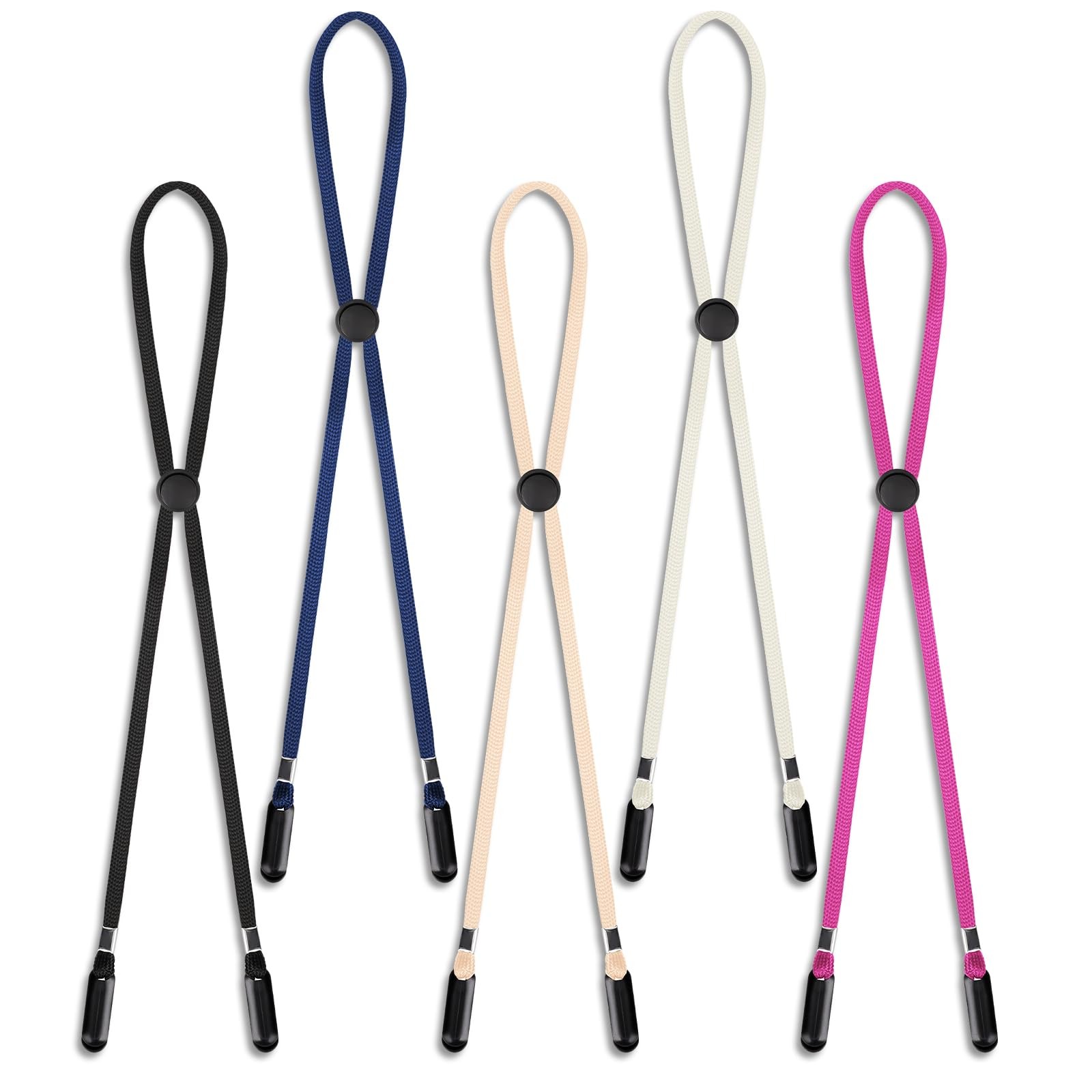 KALIONE 5 Pcs Adjustable Hat Strap Clips Elastic Hats Removable 5, 5 Colors