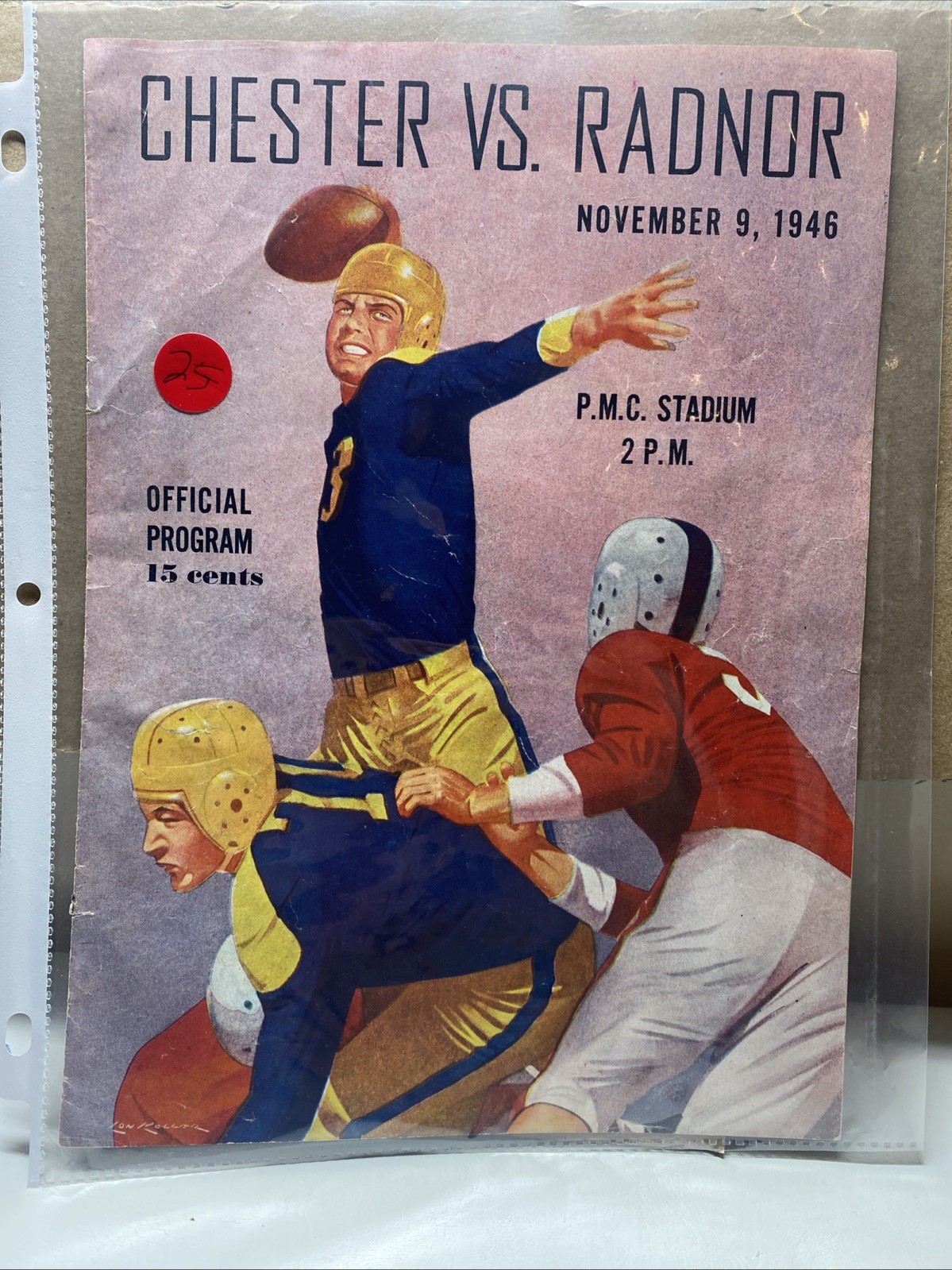 1946 Nov 9 Chester Vs Radner PMC Stadium Official Program Football Program Rare