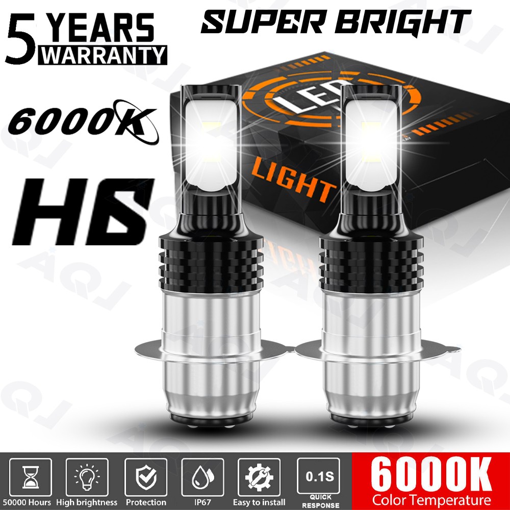H6 For Kawasaki Bayou 400 1993-1999 Super White LED Headlight Bulbs 2X 6000K