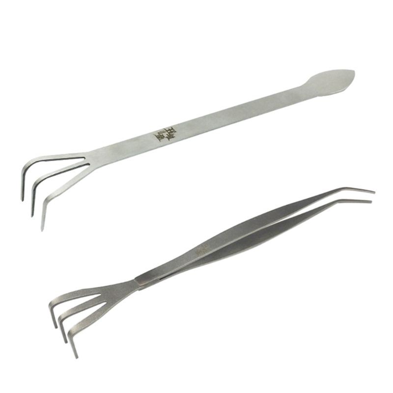 Garden Bonsai Rake Stainless Steel Ergonomic Handle Rake Portable for Patio Lawn