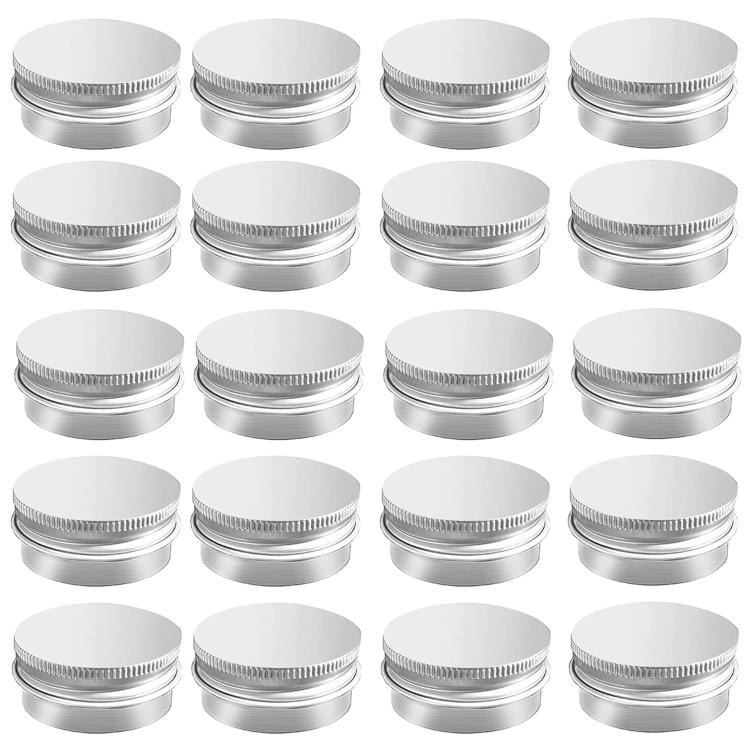 20 Pack 0.5 oz Aluminum Tin Jar with Screw Lid Round Refillable Containers