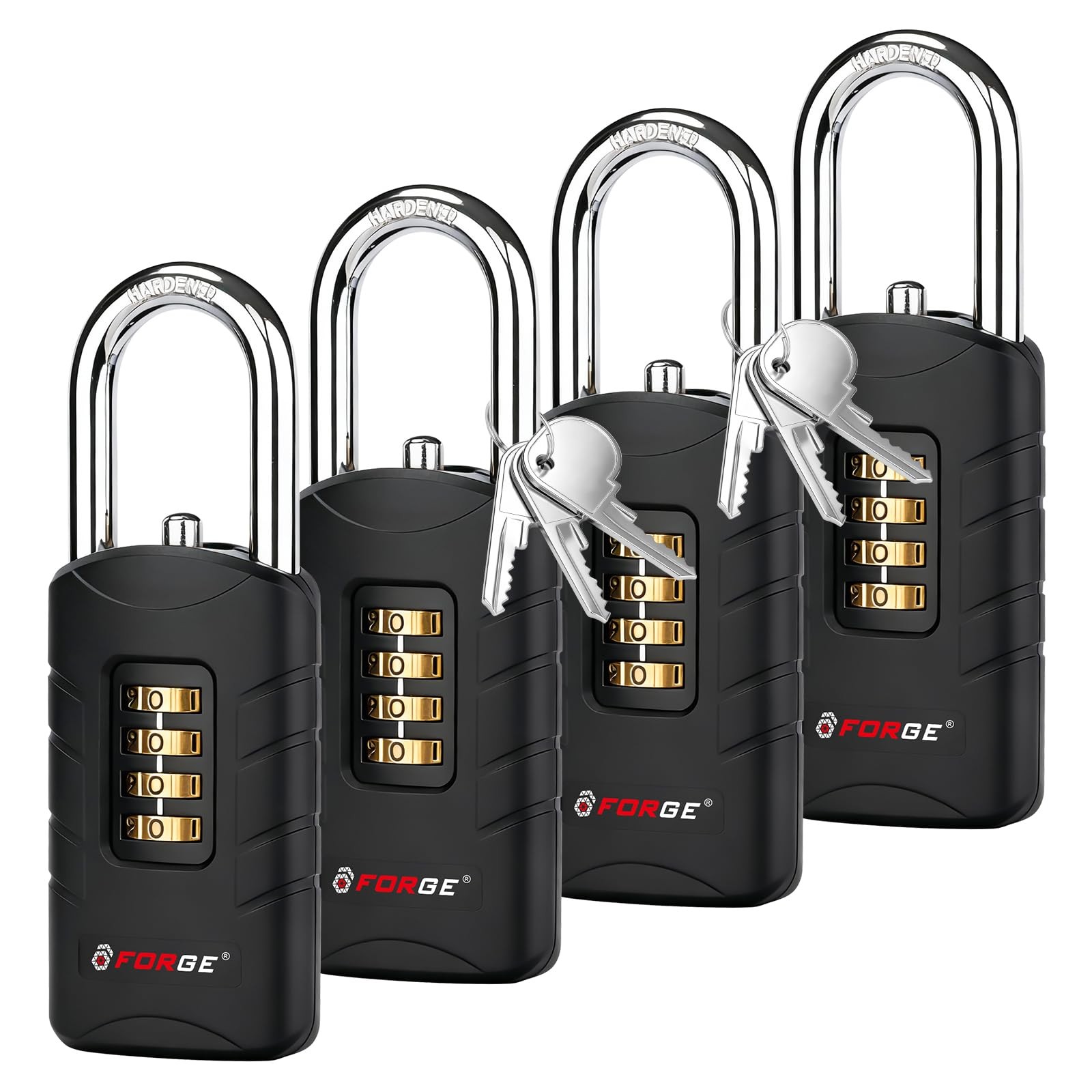 Forge 4-Digit Combination Padlock with Backup Keys, Recover Forgotten Code, W...