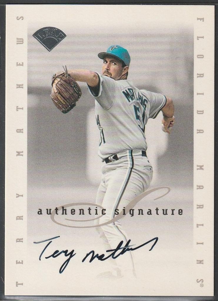 199,1996 Leaf Signature, Original Autograph of Terry Mathews, Marlins
