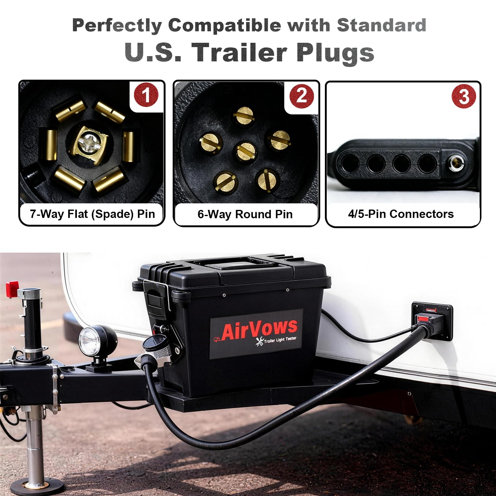 Trailer Light Tester Box with 12V 12Ah Battery,Remote Control Function Black