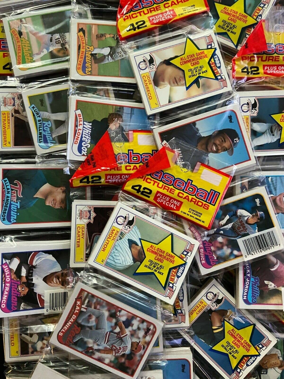 Over 200 Vintage Baseball Cards in Old Sealed Rack Packs - 2.5 x 3.5 inches