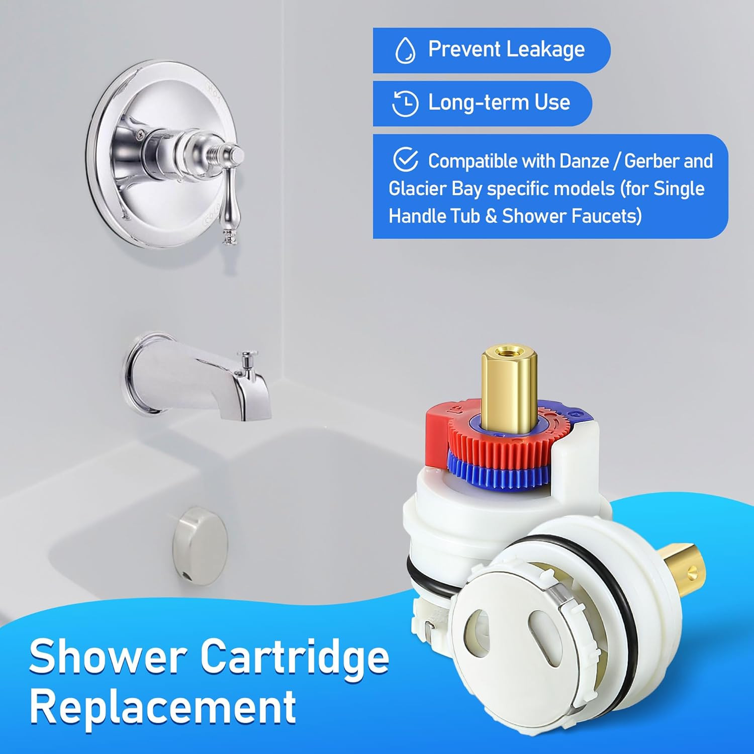 Square Stem Washerless Cartridge Replacement for DA603566, Shower Cartridge Comp
