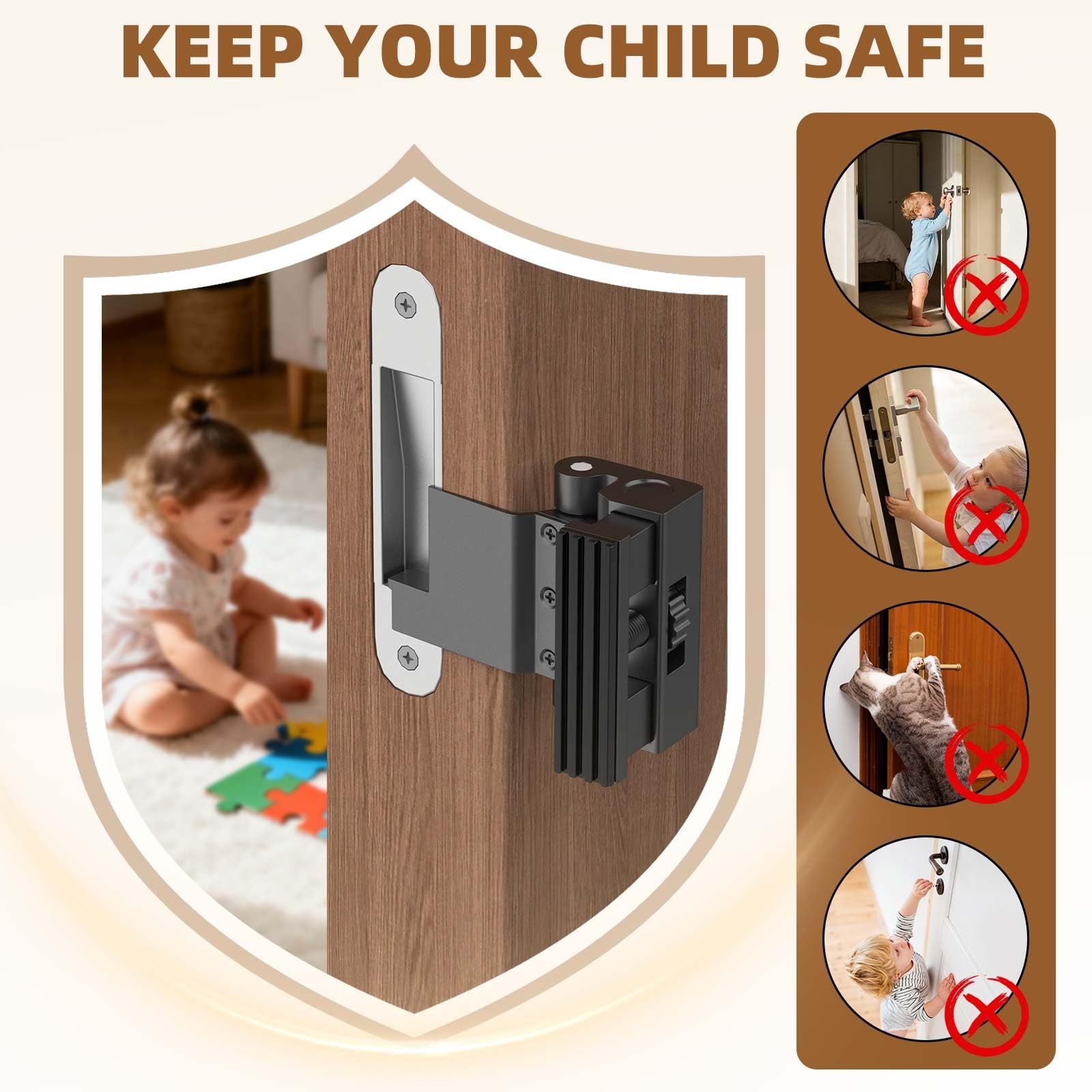 Portable Door Lock, Reinforcement Lock for Black