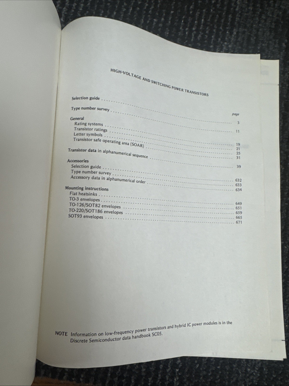 PHILIPS: HIGH-VOLTAGE & SWITCHING POWER TRANSISTORS 1989 SC06