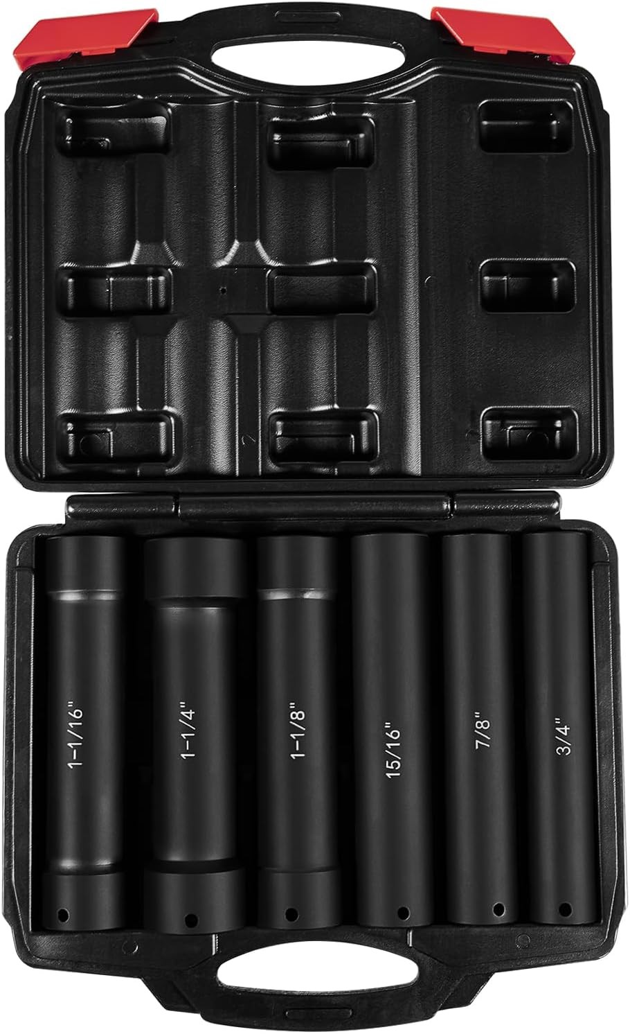 1/2 Inch Drive Heavy Duty Extra-Deep Length Impact Socket Set with Storage Case