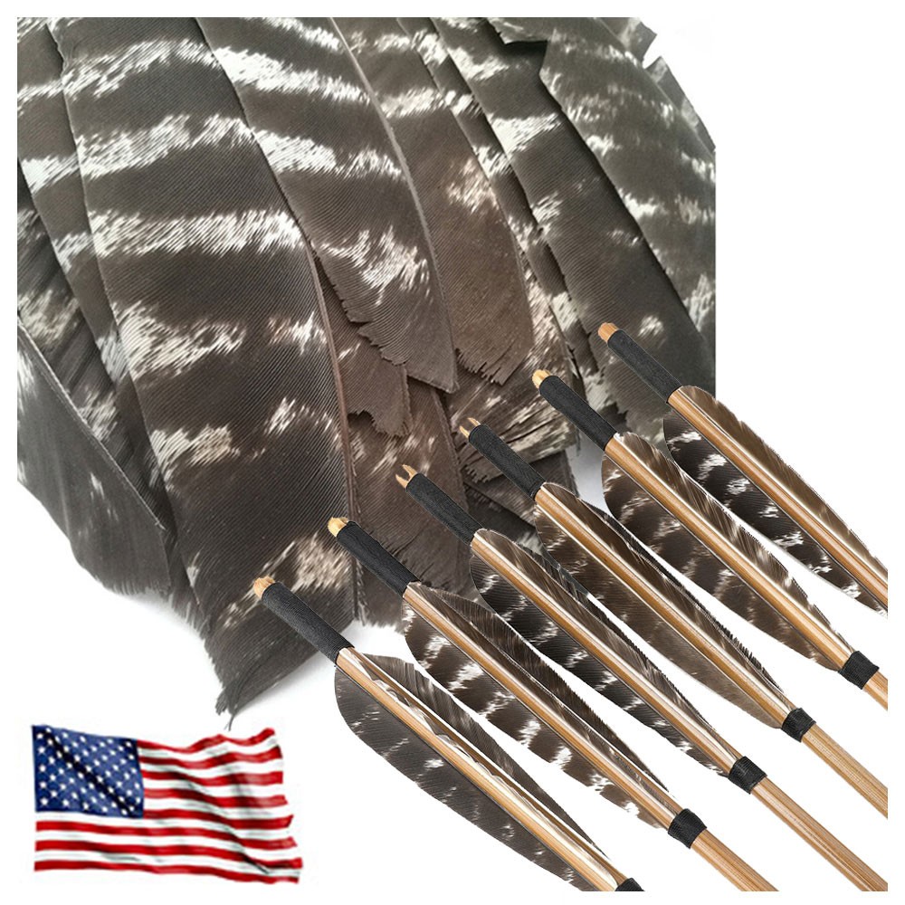50pcs Full Length Fletching Archery Turkey Feather Flu-flu L/H Wing DIY Hunting