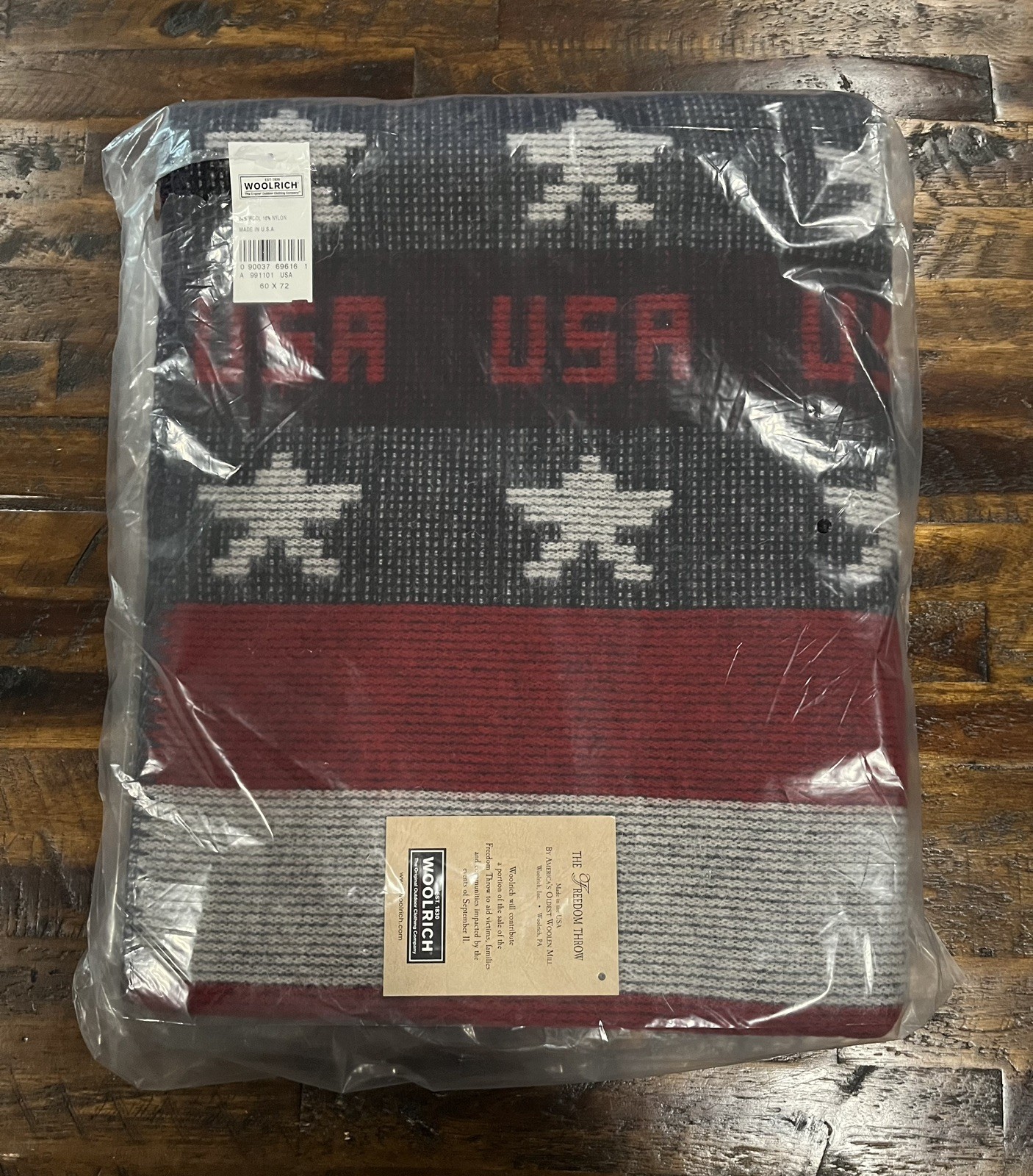 NWT Woolrich Freedom Patriotic USA Flag Blanket Wool Throw Stadium 60x 72"