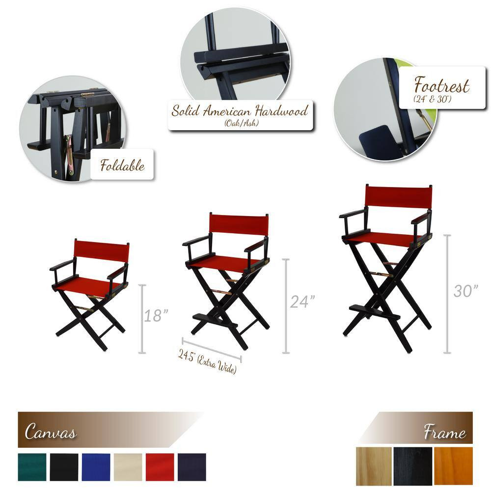 18 In. Seat Height Extra-Wide Natural Frame/Royal Blue Canvas New, Solid Wood Fo