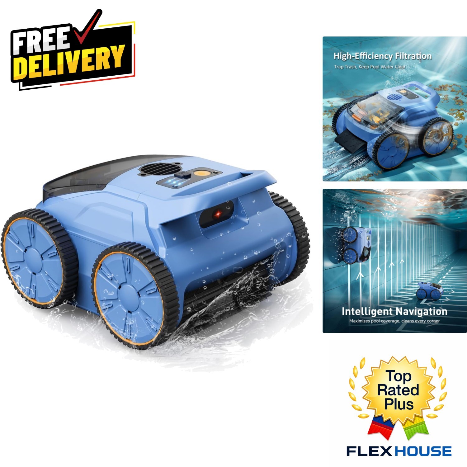 Self-Parking Above Ground Pool Robot - 180 Min Runtime & Intelligent Navigation