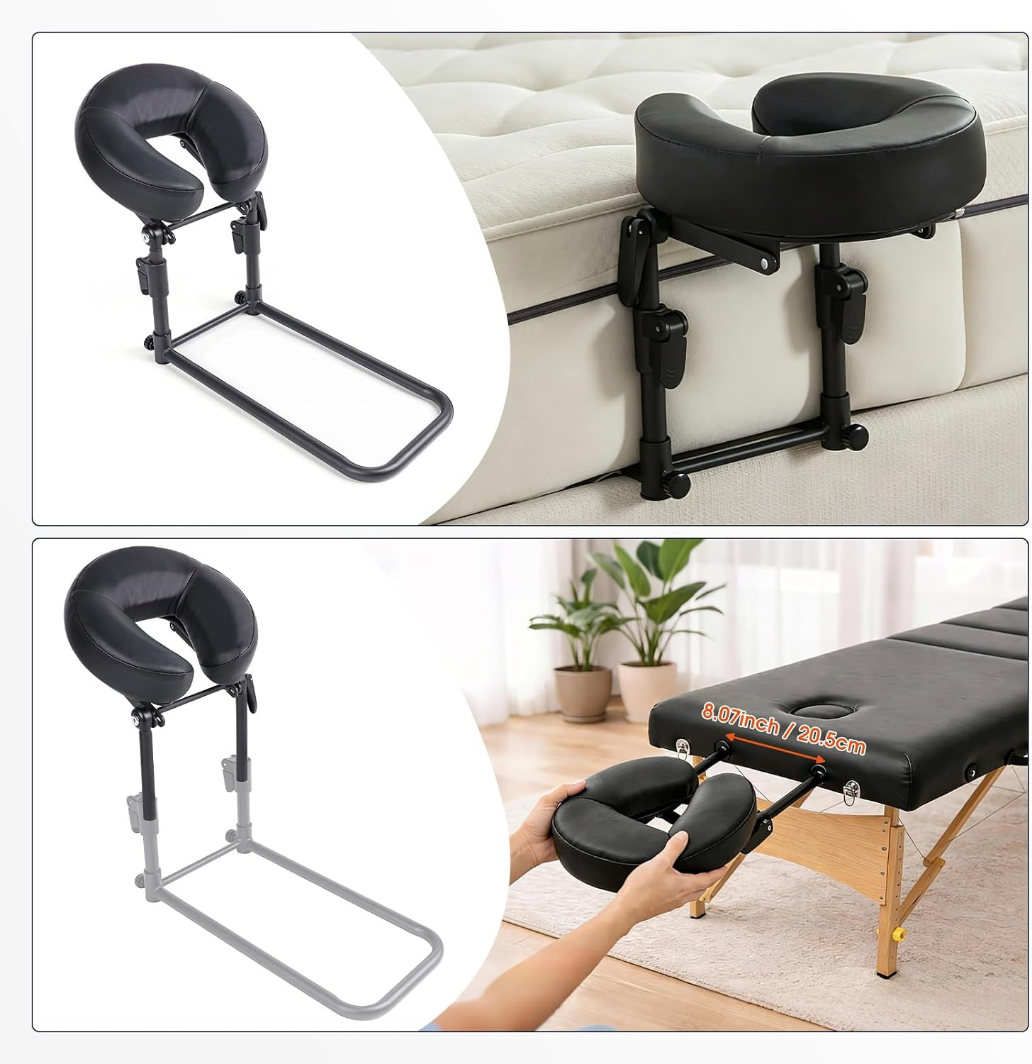 Adjustable Foldable Massage Headrest for Bed with Storage Bag - Home SPA Essenti