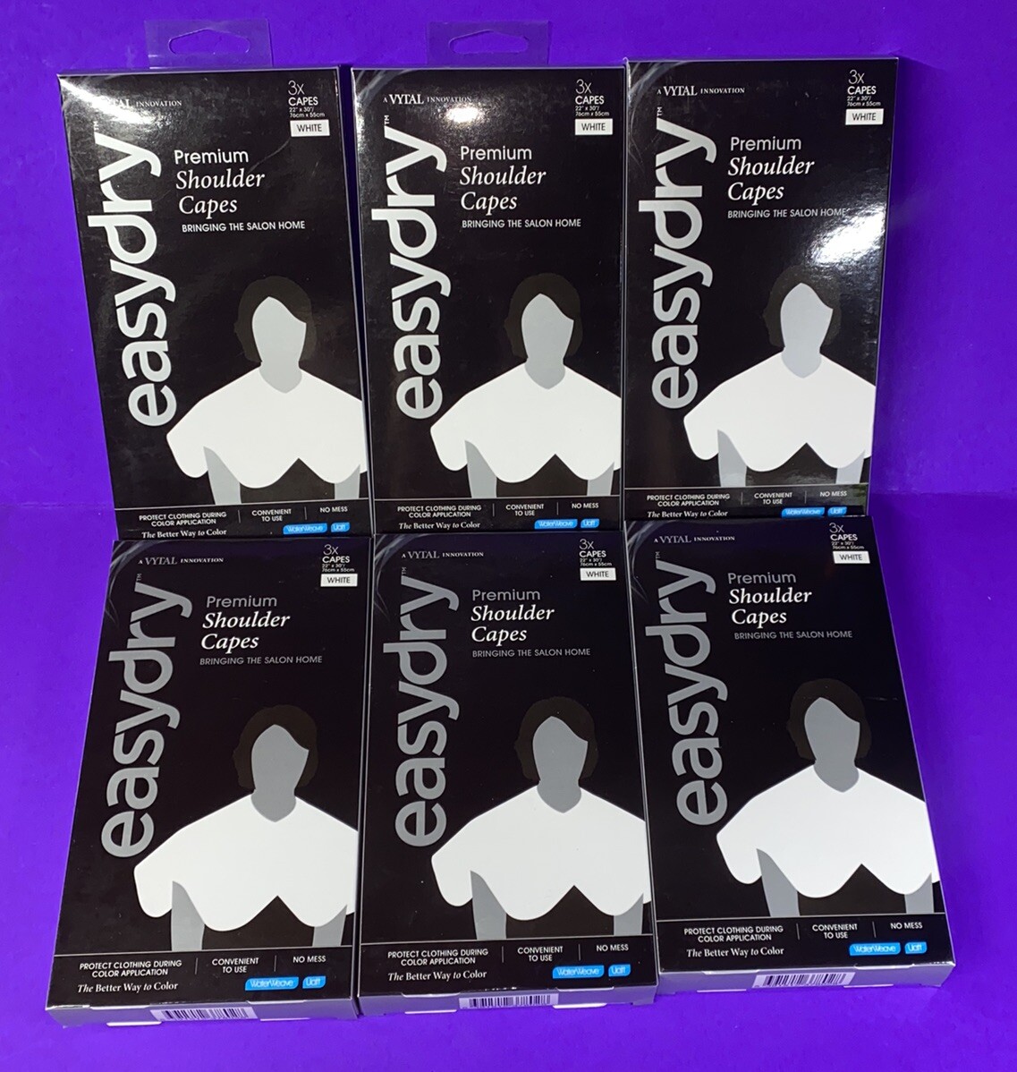 Easydry Premium Shoulder Hair Cutting Capes White Unisex 22"x30" 6pack x 3Ct