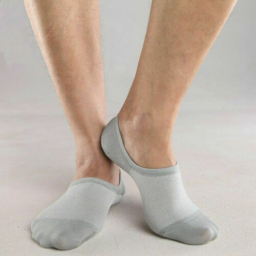 5/10 Pairs Bamboo No Show Nonslip Ankle Work Sport Breathe Mesh Solid Men Socks