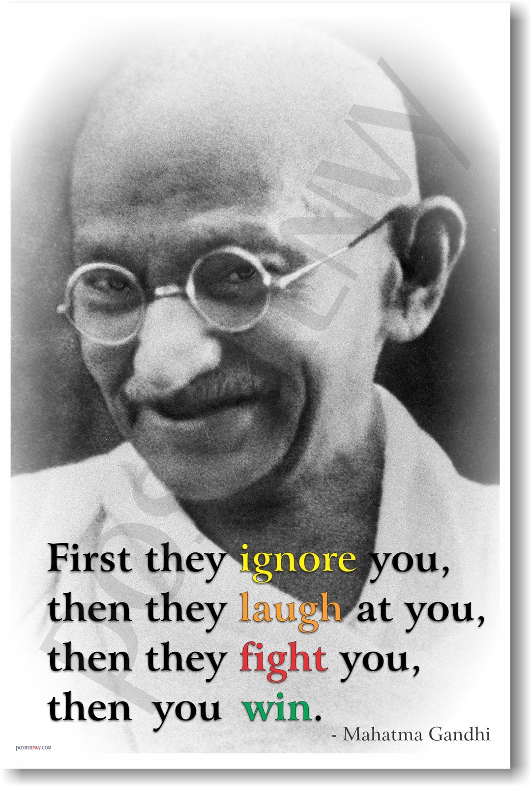 "First They Ignore You..." - Gandhi - NEW Famous Person Motivational POSTER