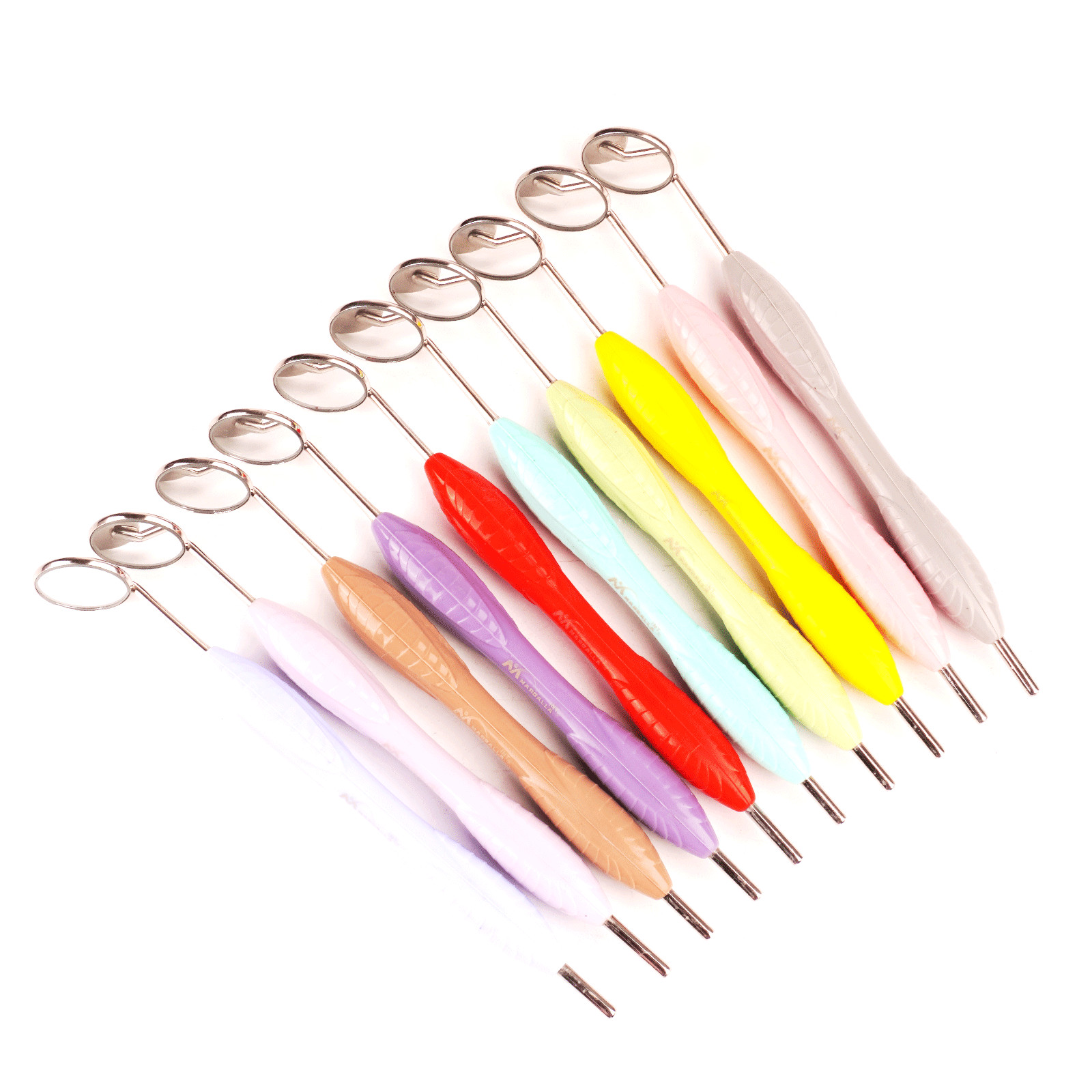 10Pcs Dentist Mirror #4 Handle Silicone Coated Dental Hygienist Instrument