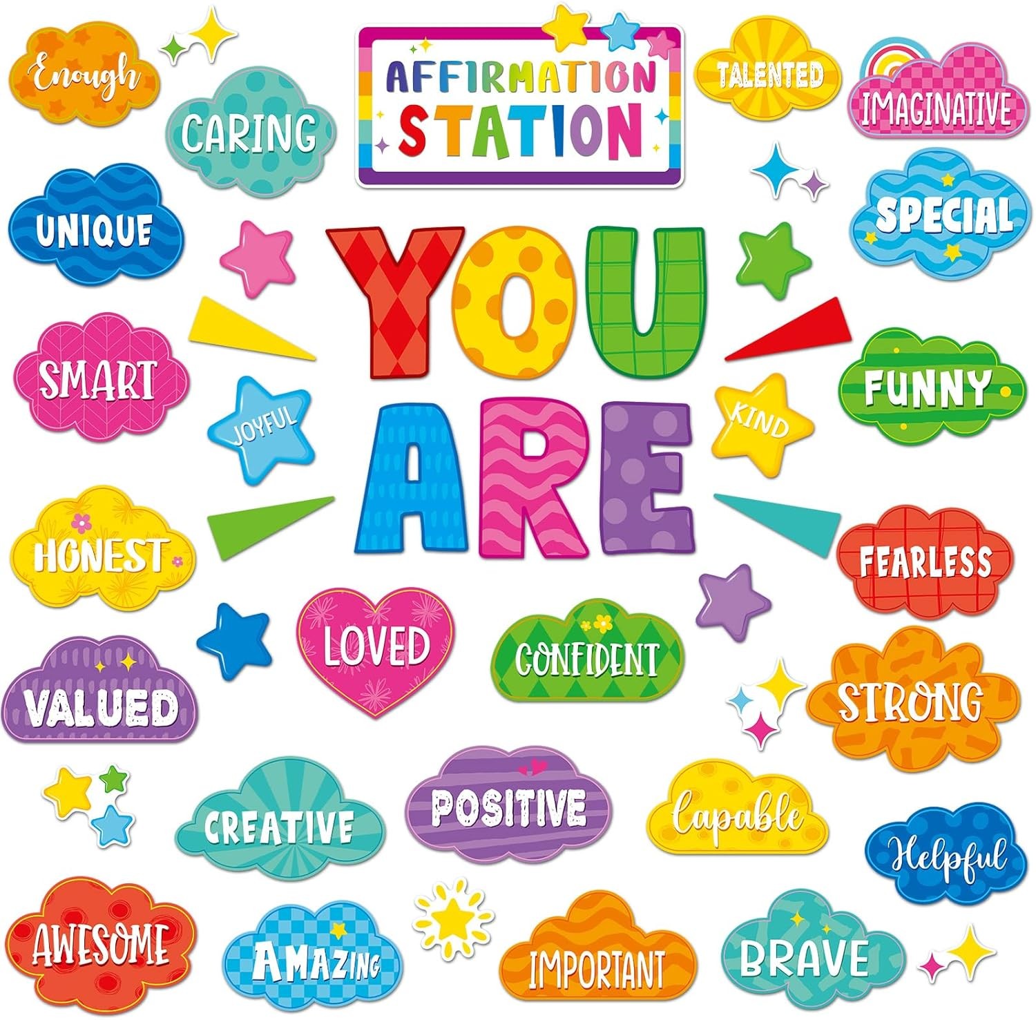 45pcs Bright Affirmation Station Bulletin Board Set Motivational [Multiple]