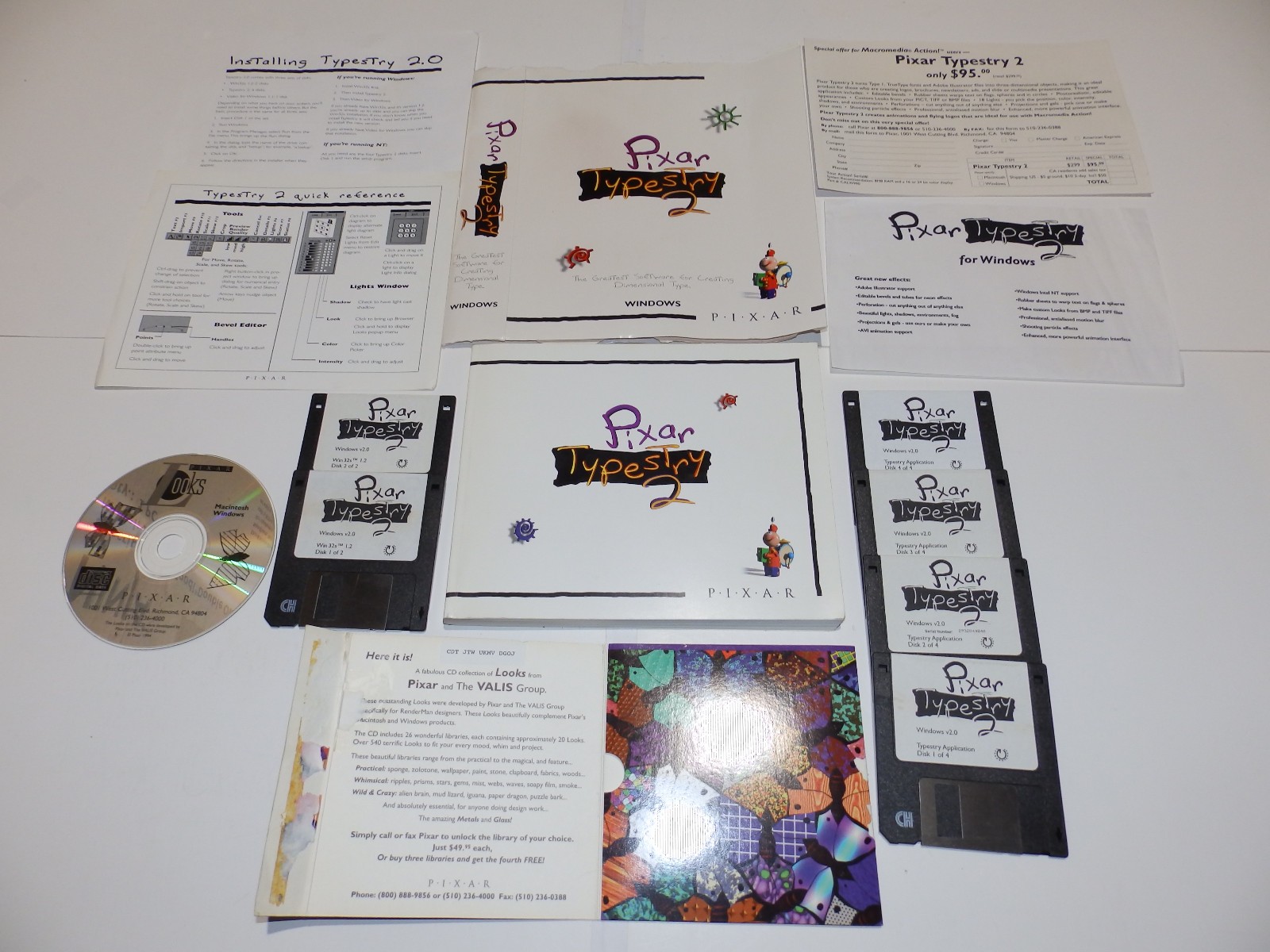 Vintage Software - Pixar Typestry for Windows v2.0 with Pixar "Looks" CD-ROM