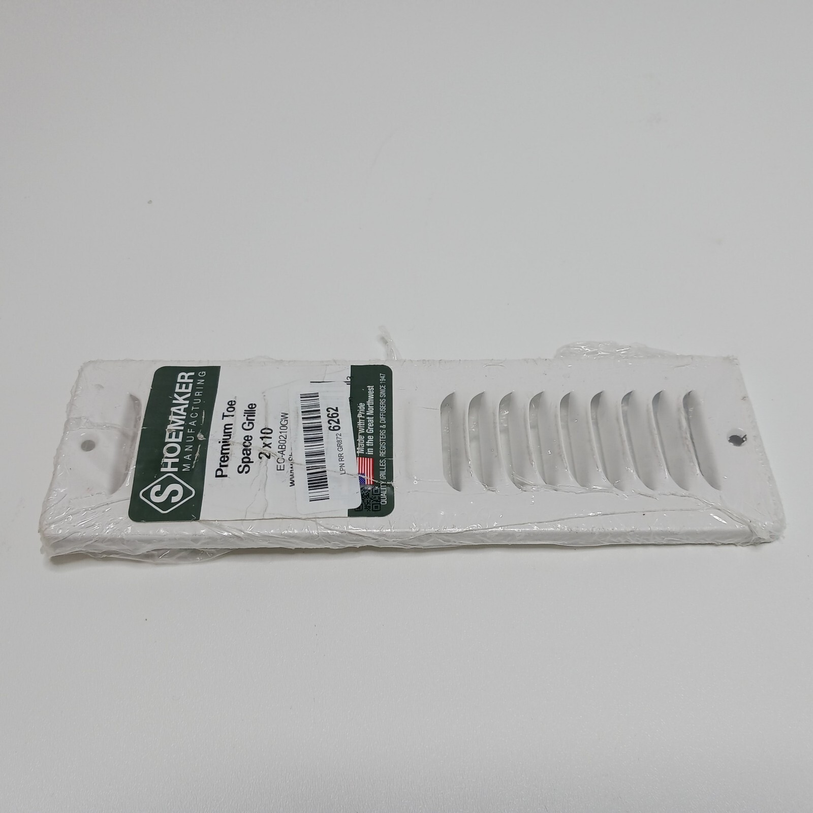 Shoemaker Premium Toe Space Grille 2"×10" Heavy Duty All Steel Vent Cover (White