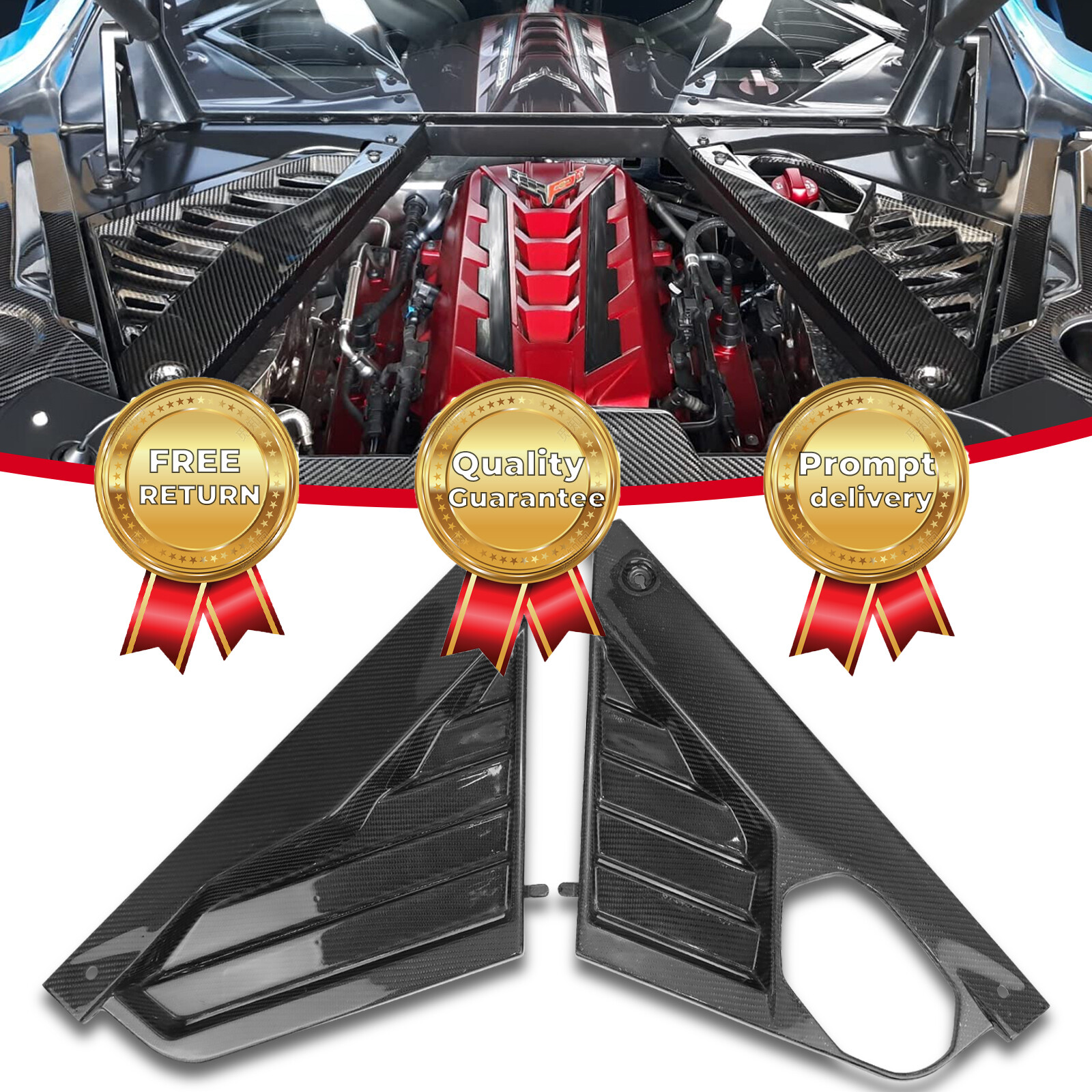 REAL CARBON FIBER Engine Bay Panel Cover GM Factory Style For 20-UP Corvette C8