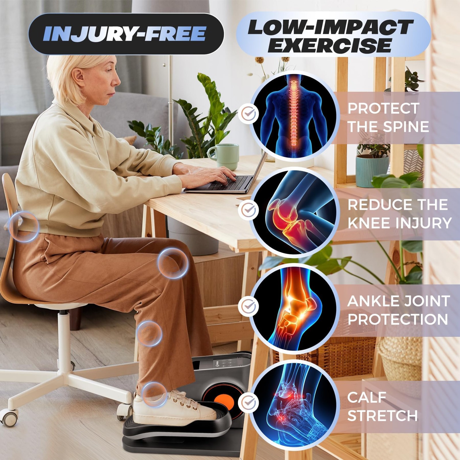 Saker Under Desk Elliptical Machine, Electric Seated Pedal Exerciser, Mini El...