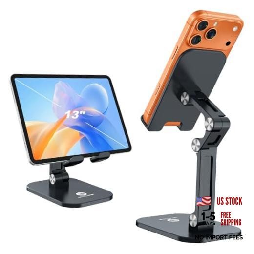 Phone Stand, Foldable Cell Phone Stand Holder for Desk Office Accessories Black