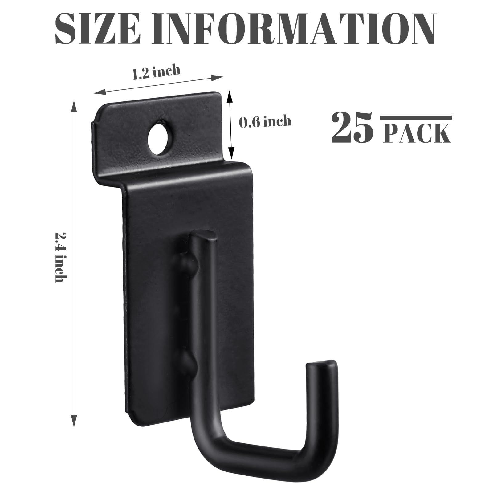 25 Pack J Shaped Slatwall Hooks Heavy Duty Accessories Display Panel 3.25 Inch