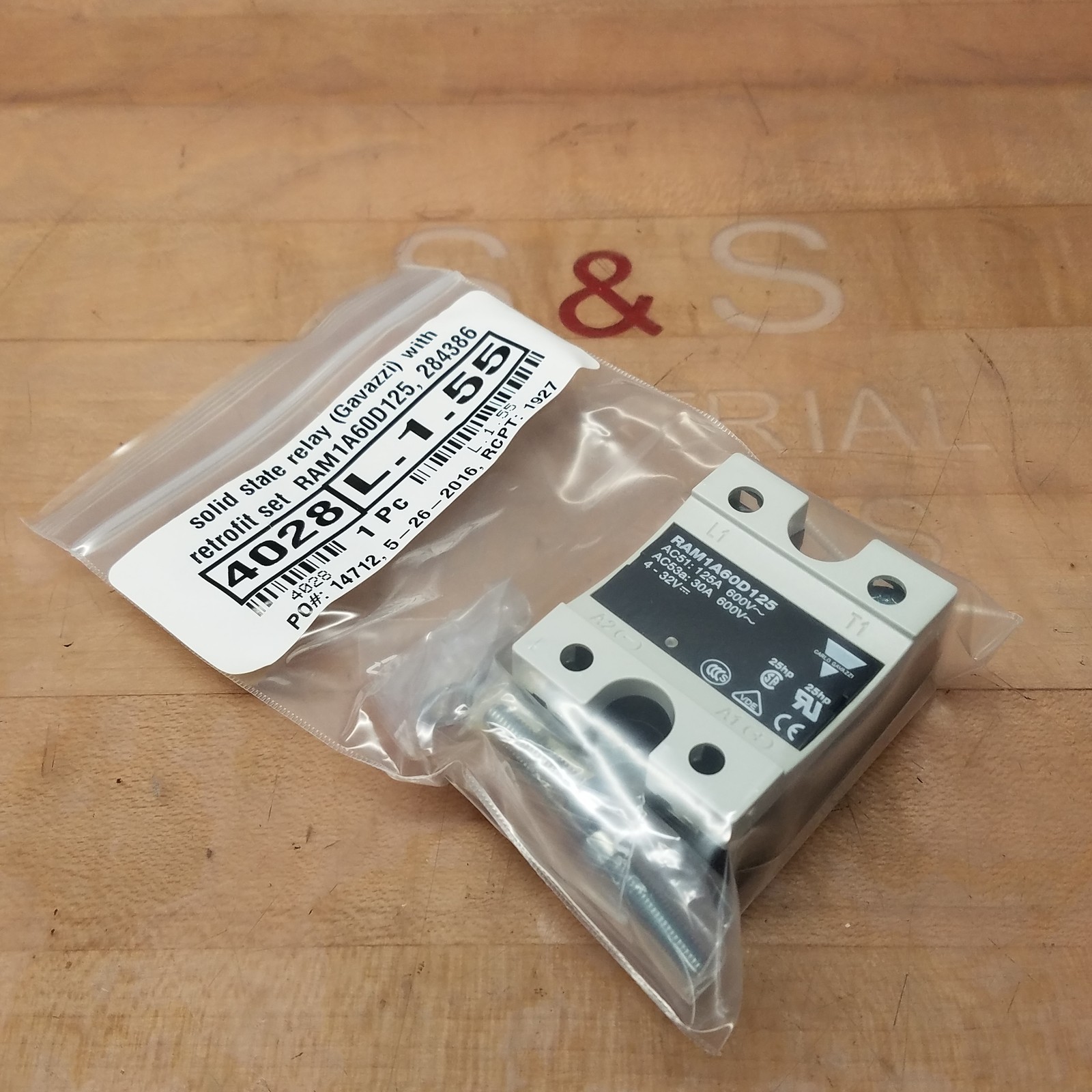 Carlo Gavazzi RAM1A60D125 Solid State Relay, 30-125A, 600V, 4-32V, 25HP - NEW