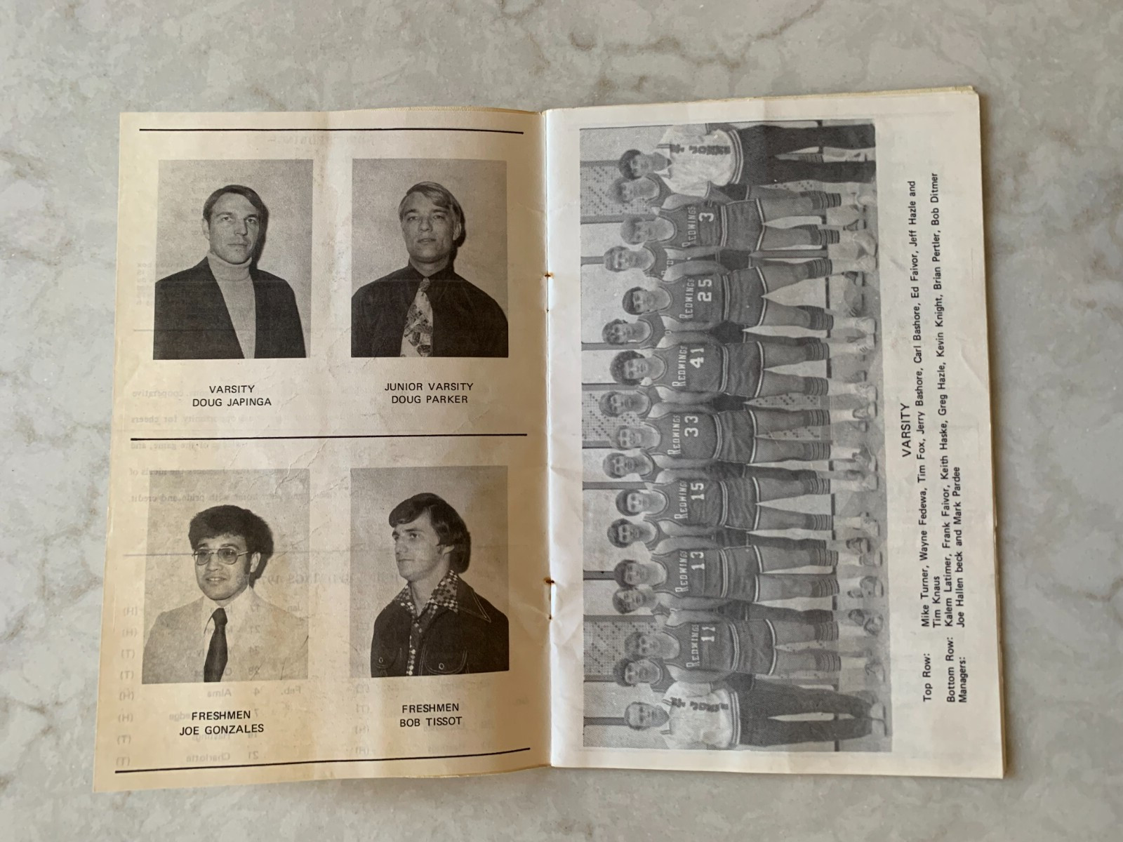 St. Johns (MI) High School, Redwing basketball game program, 1974-75 season