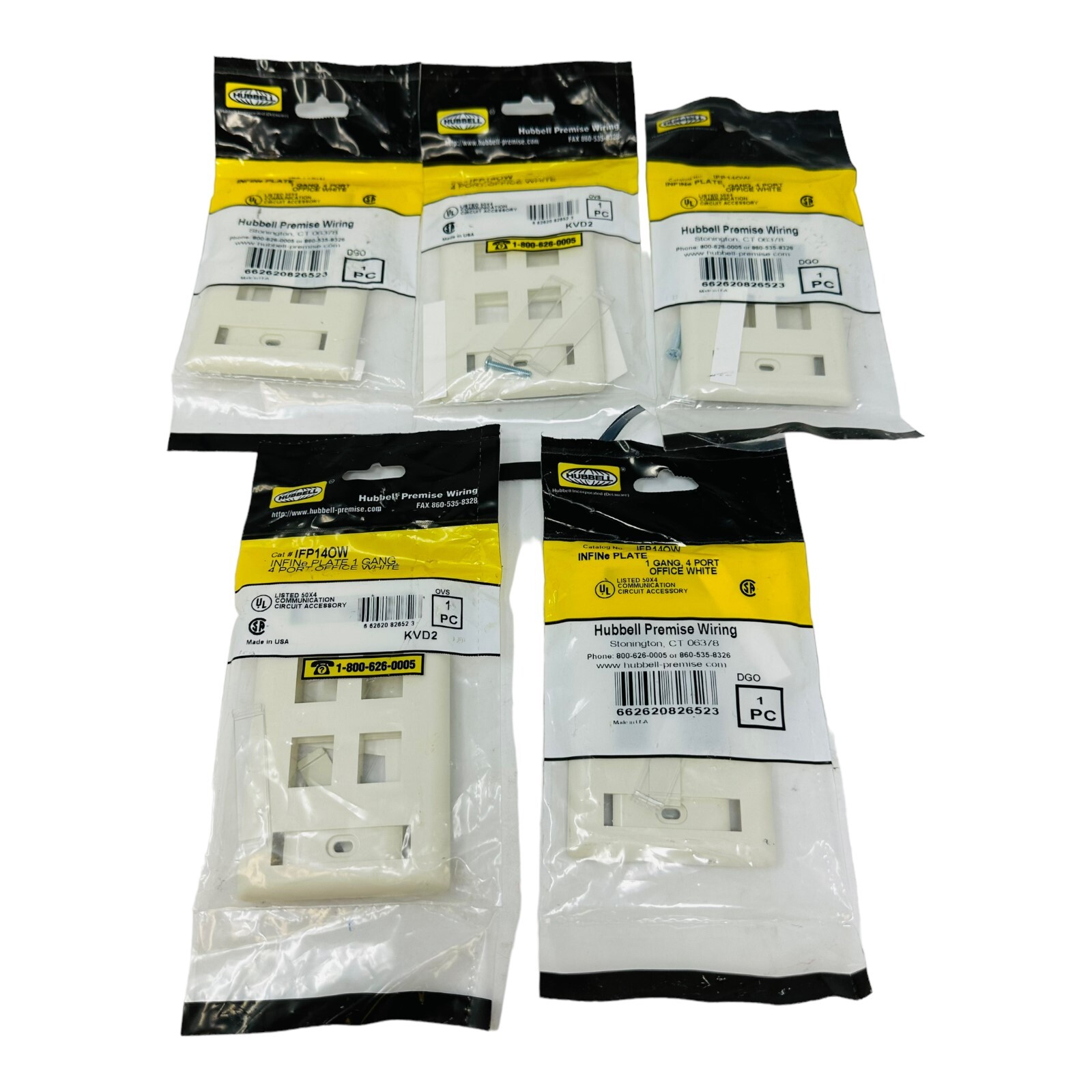 HUBBELL CAT # IFP140W INFINeNOS 1 GANG 4 PORT OFFICE WHITE NEW NOS QTY 5pcs