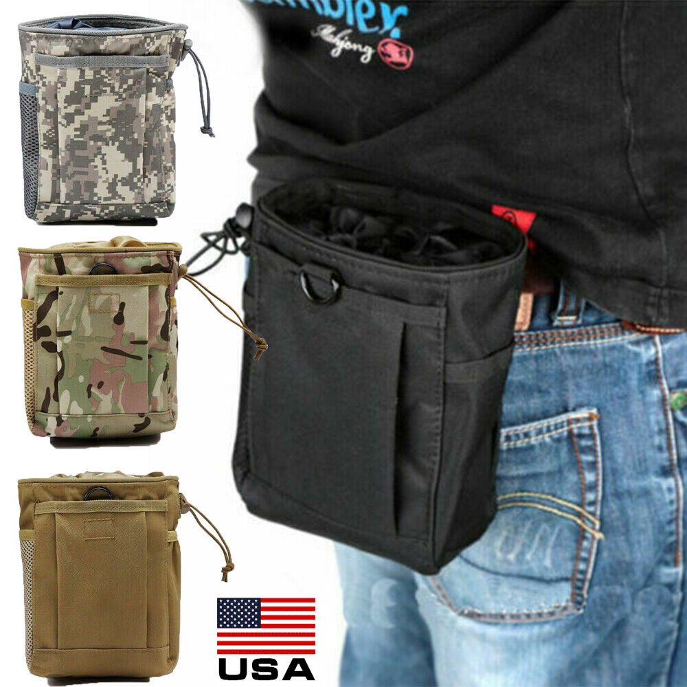 Tactical Magazine Utility Drop Dump Pouch Molle Military Gun Ammo Waist Belt Bag