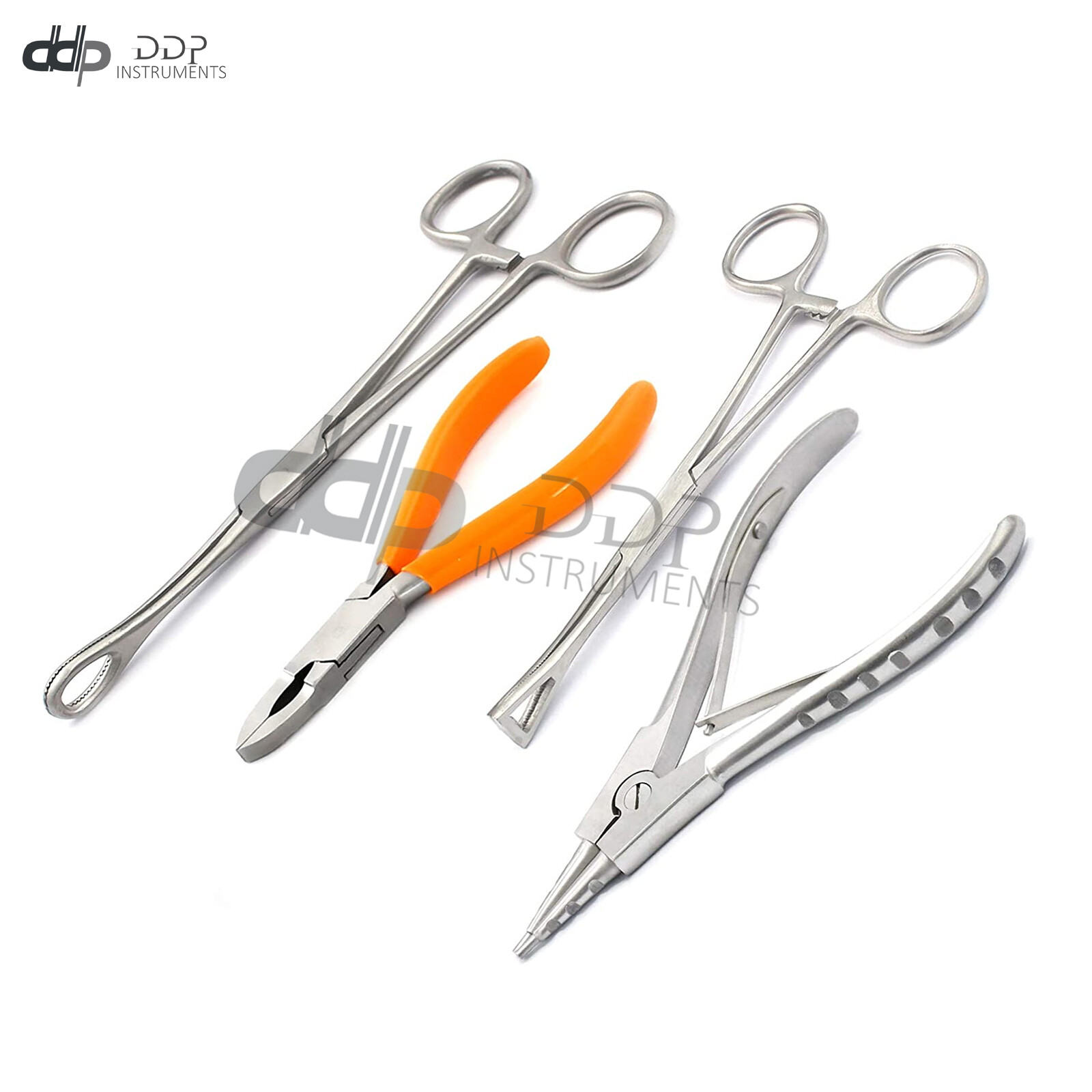 Set of Body Piercing Tool Bead Ball Capture Ring Pliers Opener Closer Orange Dep