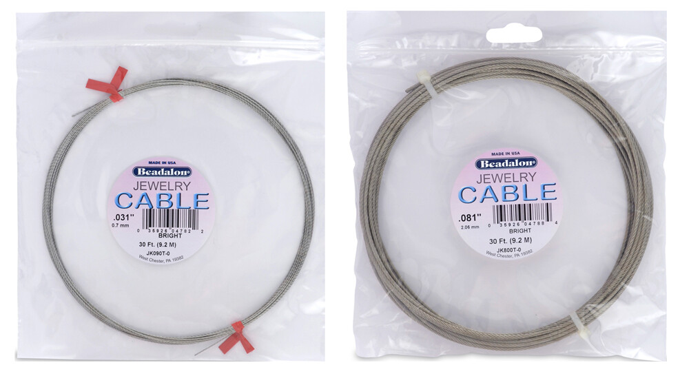 Beadalon® Stainless Steel Jewelry Cable Bright (9m/30ft) * Choose Diameter
