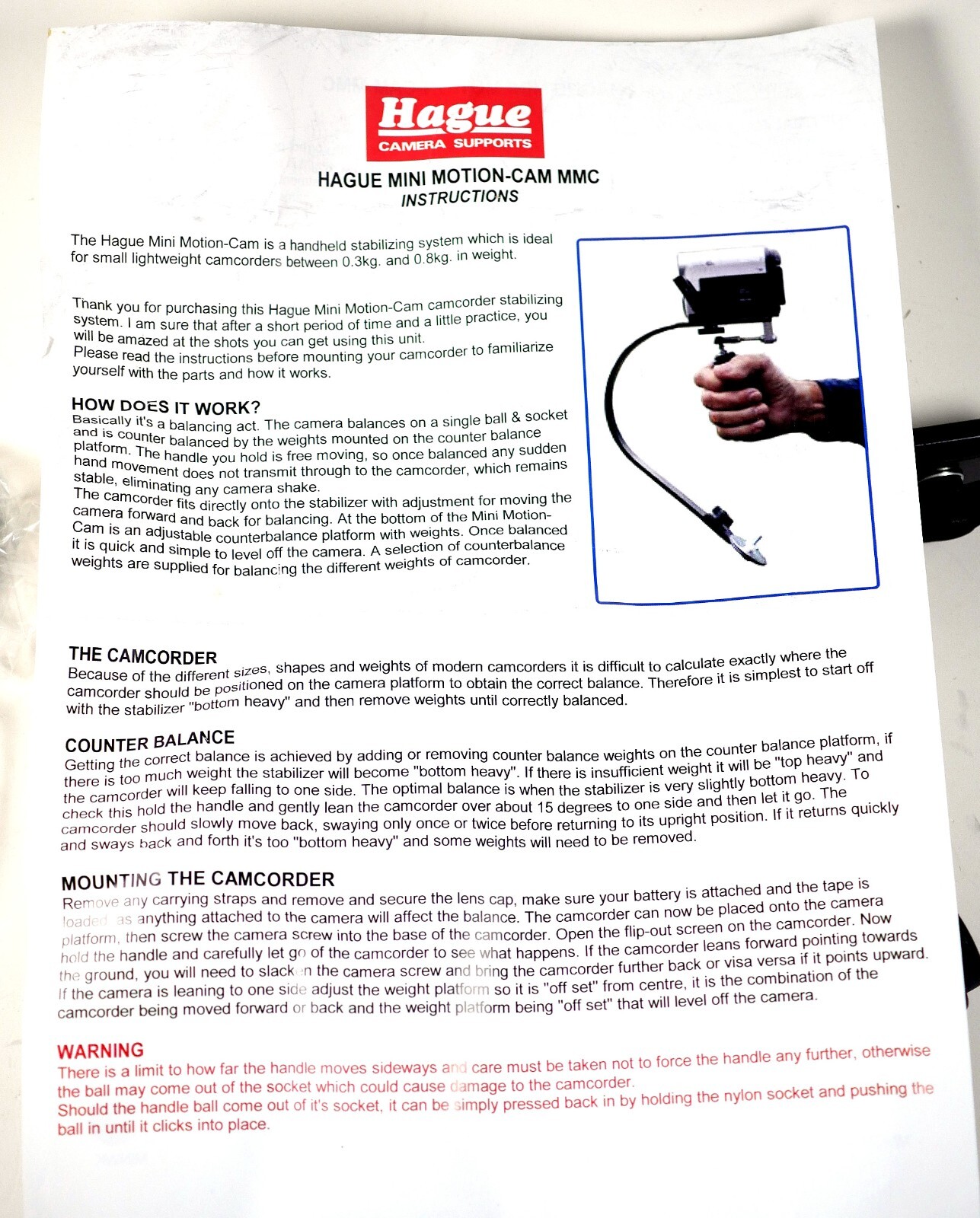Hague camera Stabilizer Mini Motion-Cam MMC