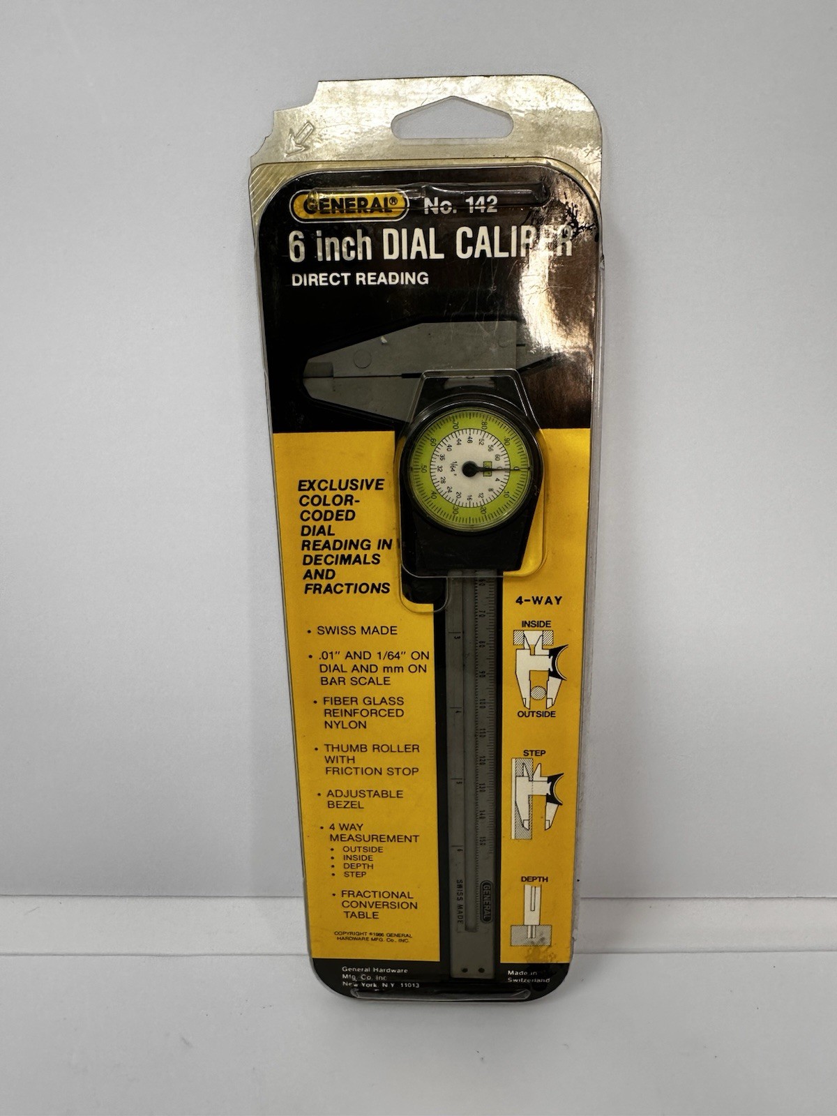 Dial Caliper No 142 General Hardware 6 In 0.01 Grad NEW