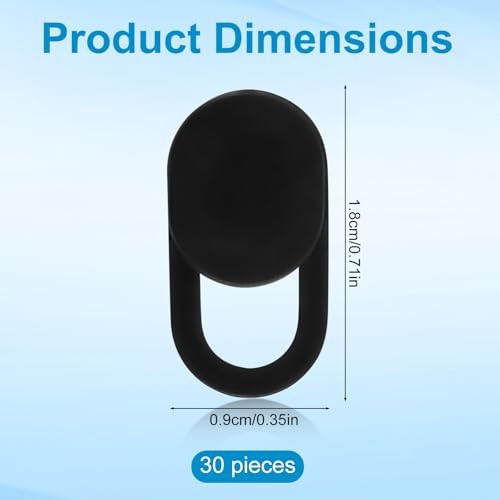30Pcs Ultra-Thin Sliding Camera Privacy Covers Black ABS Universal