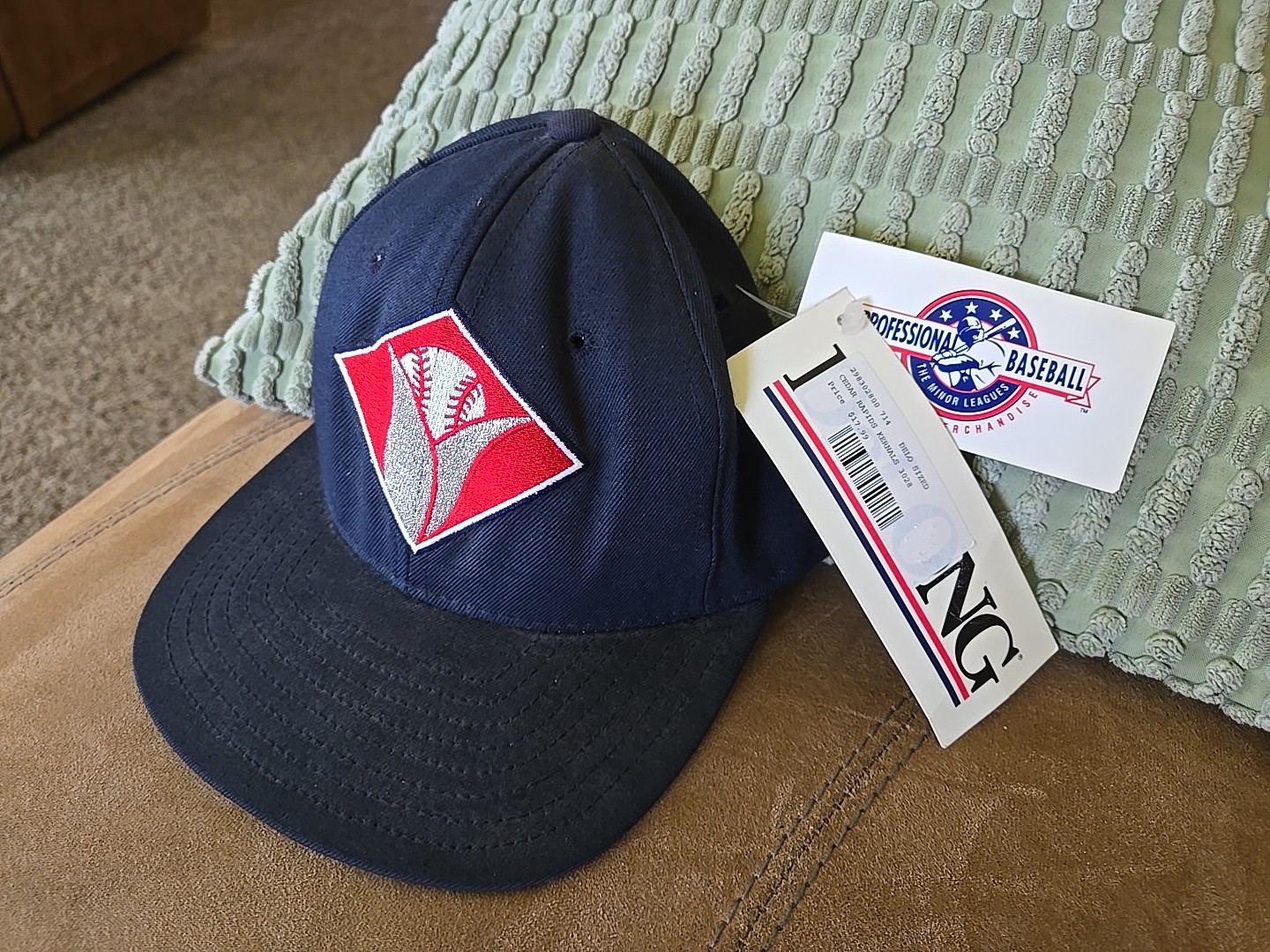 Vtg New Nwt 1990's Cedar Rapids Kernels Hat DeLong Cap Fitted Size 7 1/4 Blue