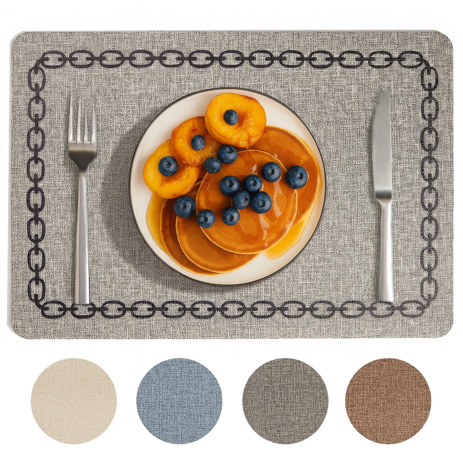 Placemats Set of 6, Heat Resistant & Waterproof Table Mats for Dining, Non Sl...