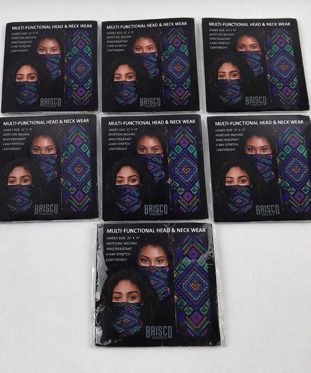 Lot of  7 Brisco Aztec Geometric Tribal Neck Gaiter Face Mask  20x10