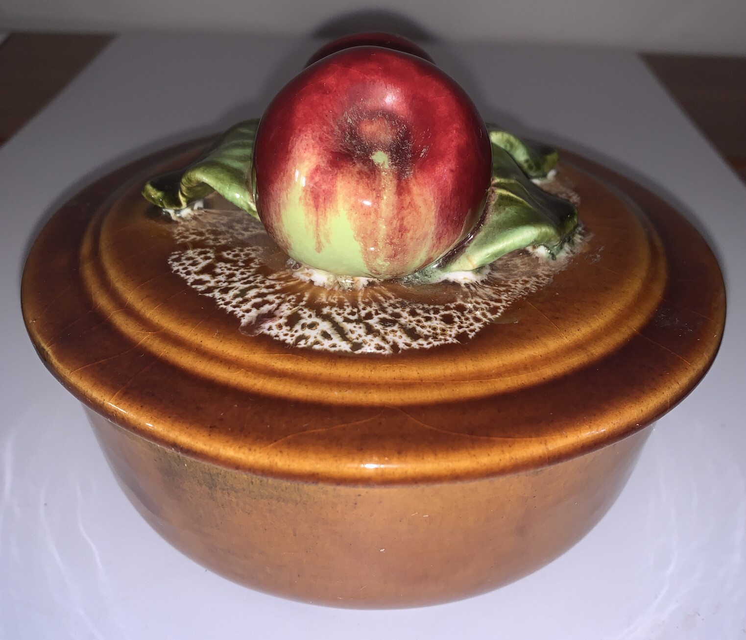 Wade Brown Pottery Dish With Apple Lid