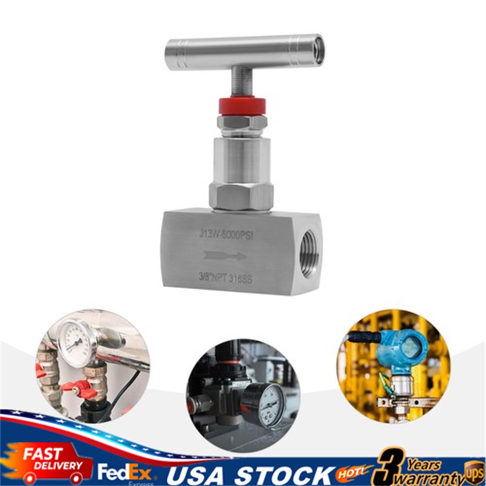 3/8" Stainless Steel Needle Valve 6000 PSI for Hydraulic Flow Control