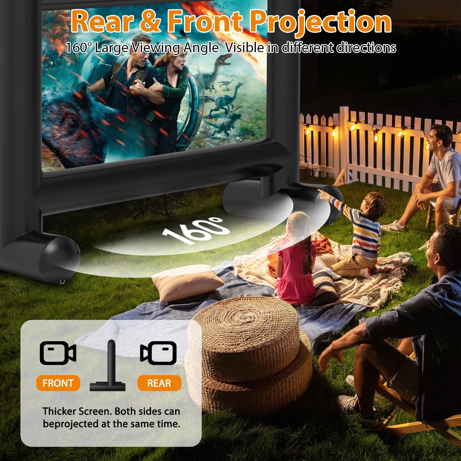 14FT Inflatable Movie Screen Outdoor, Blow Up Projector Screen, Inflatable Mo...