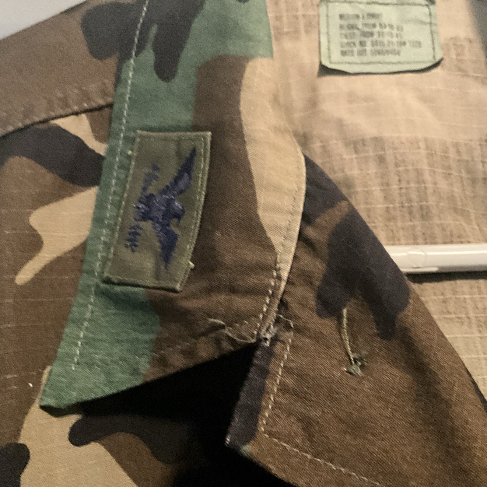 AIR FORCE CAMO PATTERN COAT Jacket 8415-01-184-1328 MEDIUM-XSHORT COLONEL PATCH