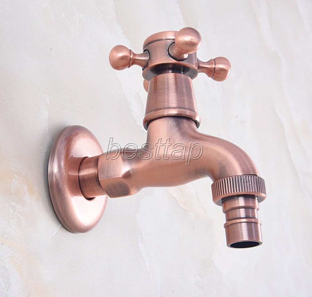 Antique Red Copper Cold Water Wall Mount Bathroom Kitchen Tap Faucet sav329